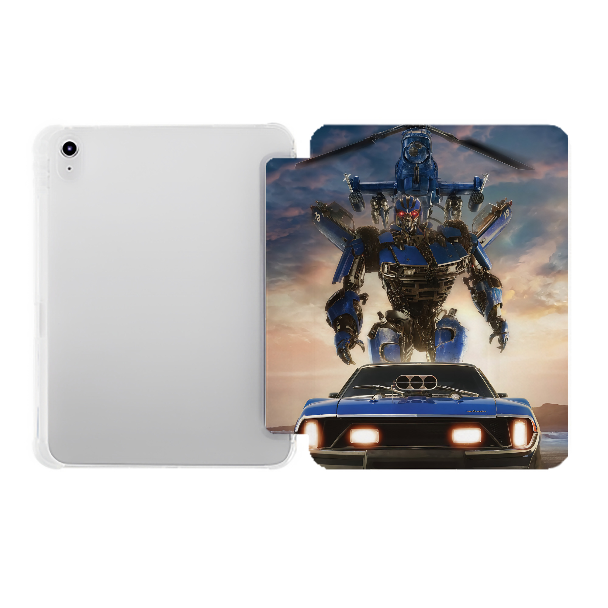 （画像用） Transformers トランスフォーマー IPad ケース ペン収納付き 三つ折りスタンド PUレザー×シリコン 対応機種9.5/10.5/10.9インチ